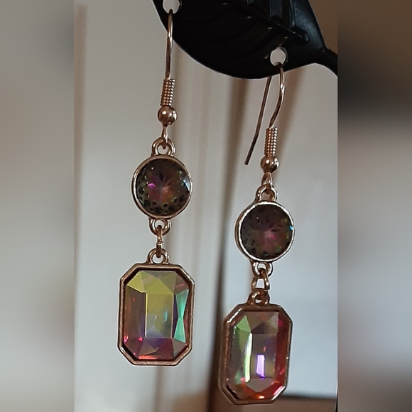 Hand Crafted Earrings Pink Crystal Pierced - Picture 3 of 3